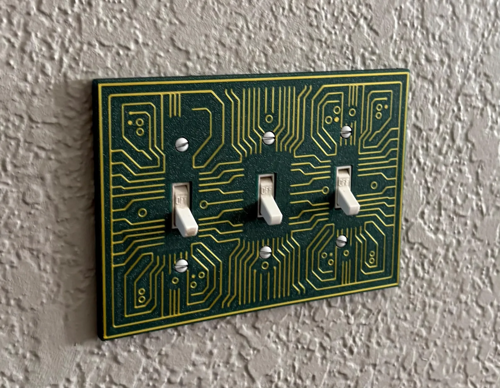 Cyberpunk circuit board styled light switch cover plate